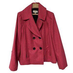 Merona Double Breast Jacket Rose Pink Coat Wool Blend Size XXL